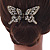 Vintage Inspired Clear Crystal Butterfly with Mobile Wings Hair Claw In Antique Gold Tone - 85mm Across - view 3
