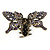 Vintage Inspired Purple Crystal Butterfly with Mobile Wings Hair Claw In Antique Gold Tone - 85mm Across - view 8