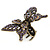 Vintage Inspired Purple Crystal Butterfly with Mobile Wings Hair Claw In Antique Gold Tone - 85mm Across - view 7