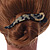 Animal Print Curved Acrylic Hair Beak Clip/ Concord Clip (Black/ Beige) - 10cm Across - view 3