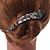 Mother Of Pearl Motif Curved Acrylic Hair Beak Clip/ Concord Clip (Black/ Beige) - 10cm Across - view 3