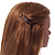 Brown Acrylic Swirl Pattern Hair Slide/ Grip with Gold Tone Closure - 60mm Across - view 2