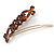 Brown Acrylic Swirl Pattern Hair Slide/ Grip with Gold Tone Closure - 60mm Across - view 5