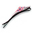 1Pcs Pink with Purple Hearts Acrylic Bow Hair Grip/ Slide In Black Tone Metal - 65mm Across - view 4