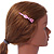 1Pcs Pink with Purple Hearts Acrylic Bow Hair Grip/ Slide In Black Tone Metal - 65mm Across - view 2
