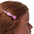 1Pcs Pink with Purple Hearts Acrylic Bow Hair Grip/ Slide In Black Tone Metal - 65mm Across - view 3
