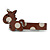 Children's/ Teen's / Kid's Brown/ White Donkey Acrylic Hair Beak Clip/ Concord Clip/ Clamp Clip In Silver Tone - 50mm L - view 1