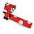 Children's/ Teen's / Kid's Red/ White Kitty Acrylic Hair Beak Clip/ Concord Clip/ Clamp Clip In Silver Tone - 50mm L - view 5