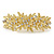 Bright Gold Tone Matt Diamante Leaf Barrette Hair Clip Grip - 80mm Across - view 6