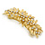 Bright Gold Tone Matt Diamante Leaf Barrette Hair Clip Grip - 80mm Across - view 8