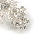 Large Bright Silver Tone Matt Diamante Rose Flower Barrette Hair Clip Grip - 95mm Across - view 5
