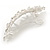 Large Bright Silver Tone Matt Diamante Rose Flower Barrette Hair Clip Grip - 95mm Across - view 4