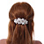Large Bright Silver Tone Matt Diamante Rose Flower Barrette Hair Clip Grip - 95mm Across - view 2