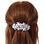 Large Bright Silver Tone Matt Diamante Rose Flower Barrette Hair Clip Grip - 95mm Across - view 3