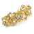 Bright Gold Tone Matt Diamante Flower Barrette Hair Clip Grip - 80mm Across - view 1