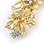 Bright Gold Tone Matt Diamante Flower Barrette Hair Clip Grip - 80mm Across - view 6