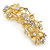 Bright Gold Tone Matt Diamante Flower Barrette Hair Clip Grip - 80mm Across - view 7