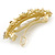 Bright Gold Tone Matt Diamante Flower Barrette Hair Clip Grip - 80mm Across - view 5