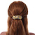 Bright Gold Tone Matt Diamante Flower Barrette Hair Clip Grip - 80mm Across - view 2