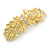 Bright Gold Tone Matt Diamante Leaf Barrette Hair Clip Grip - 90mm Across - view 9