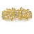 Bright Gold Tone Matt Diamante Leaf Barrette Hair Clip Grip - 90mm Across - view 6