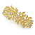 Bright Gold Tone Matt Diamante Leaf Barrette Hair Clip Grip - 90mm Across - view 8