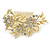 Bridal/ Wedding/ Prom/ Party Satin Matte Gold Tone Clear Crystal Daisy Floral Hair Comb - 90mm - view 7