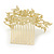 Bridal/ Wedding/ Prom/ Party Satin Matte Gold Tone Clear Crystal Daisy Floral Hair Comb - 90mm - view 5
