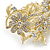 Bridal/ Wedding/ Prom/ Party Satin Matte Gold Tone Clear Crystal Daisy Floral Hair Comb - 90mm - view 6