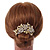 Bridal/ Wedding/ Prom/ Party Satin Matte Gold Tone Clear Crystal Daisy Floral Hair Comb - 90mm - view 2