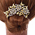 Bridal/ Wedding/ Prom/ Party Satin Matte Gold Tone Clear Crystal Daisy Floral Hair Comb - 90mm - view 3