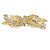 Bright Gold Tone Matt Diamante Leaves & Flowers Barrette Hair Clip Grip - 95mm Across - view 4