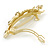 Bright Gold Tone Matt Diamante Leaves & Flowers Barrette Hair Clip Grip - 95mm Across - view 5