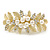 Large Matte Gold Tone Diamante Faux Pearl Floral Barrette Hair Clip Grip - 90mm Across - view 5