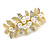 Large Matte Gold Tone Diamante Faux Pearl Floral Barrette Hair Clip Grip - 90mm Across - view 8