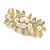 Large Matte Gold Tone Diamante Faux Pearl Floral Barrette Hair Clip Grip - 90mm Across - view 7