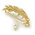Large Matte Gold Tone Diamante Faux Pearl Floral Barrette Hair Clip Grip - 90mm Across - view 6