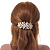 Large Matte Gold Tone Diamante Faux Pearl Floral Barrette Hair Clip Grip - 90mm Across - view 2