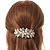Large Matte Gold Tone Diamante Faux Pearl Floral Barrette Hair Clip Grip - 90mm Across - view 3