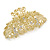 Medium Clear Crystal Floral Filigree Hair Claw In Matte Gold Tone - 75mm Across - view 4