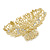 Medium Clear Crystal Floral Filigree Hair Claw In Matte Gold Tone - 75mm Across - view 5