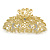 Medium Clear Crystal Floral Filigree Hair Claw In Matte Gold Tone - 75mm Across - view 6