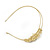 Bridal/ Wedding/ Prom Matte Bright Gold Tone Clear Crystal, White Faux Pearl Floral Tiara Headband - Flex - view 6