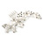 Large Crystal Flower and Butterfly Side Hair Comb In Matte Light Silver Tone - 11cm W - view 4