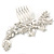 Large Crystal Flower and Butterfly Side Hair Comb In Matte Light Silver Tone - 11cm W - view 5
