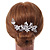 Large Crystal Flower and Butterfly Side Hair Comb In Matte Light Silver Tone - 11cm W - view 2