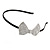 Party/ Prom/ Wedding Silver Tone with Black Silk Ribbon Clear Crystal Bow Tiara Headband - Flex