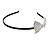 Party/ Prom/ Wedding Silver Tone with Black Silk Ribbon Clear Crystal Bow Tiara Headband - Flex - view 5