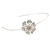 Bridal/ Wedding/ Prom Rhodium Plated White Faux Pearl, Crystal Flower Tiara Headband