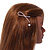 Rose Gold Tone Metal Clear Crystal, Simulated Pearl Bead Open Bow Hair Slide/ Grip - 70mm Across - view 2